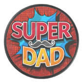 Super Vater Mustache Modern Grunge Eishockey Puck (Vorderseite)