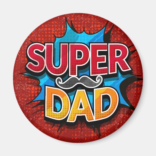 Super Vater Mustache Modern Grunge Magnet (Vorne)