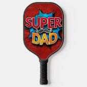 Super Vater Mustache Modern Grunge Pickleball Schläger (Vorderseite)