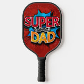 Super Vater Mustache Modern Grunge Pickleball Schläger (Rückseite)