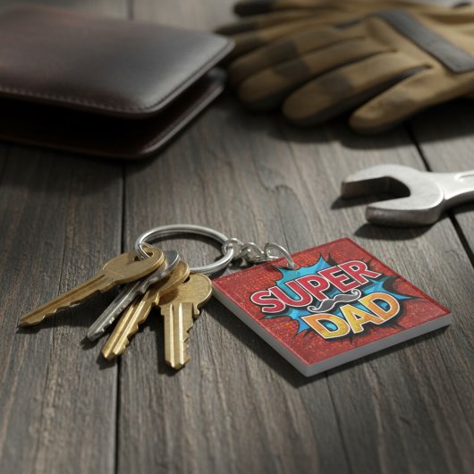 Super Vater Mustache Modern Grunge Schlüsselanhänger