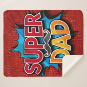 Super Vater Mustache Modern Grunge Sherpadecke (Vorderseite (Horizontal))