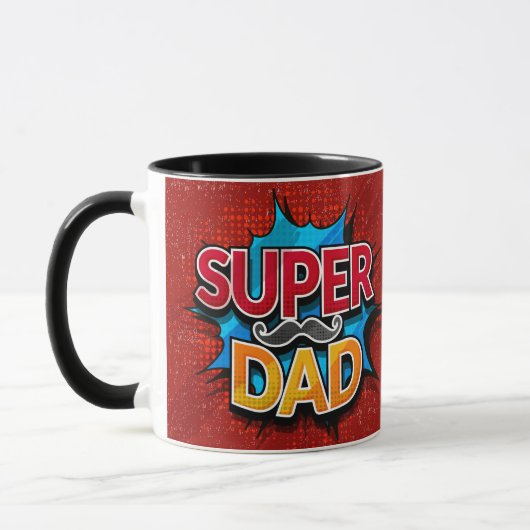 Super Vater Mustache Modern Grunge Tasse (Links)