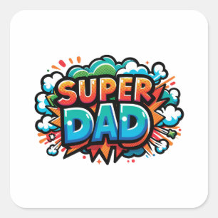 Super Vater Quadratischer Aufkleber