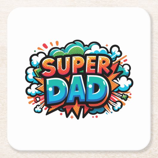 Super Vater Rechteckiger Pappuntersetzer (Vorderseite)