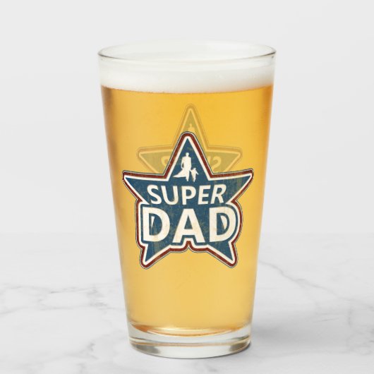 Super Vater Red White und Blue Glas (Vorne (Gefüllt))