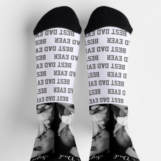 Super Vater Schwarz & Weiß Modernes Foto mit Typog Socken (Oben)
