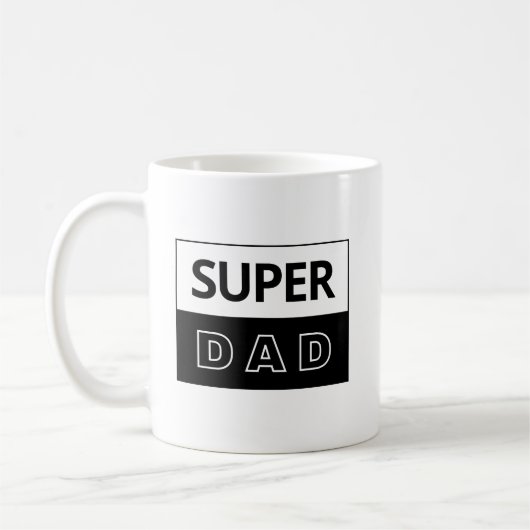 Super Vater | Schwarzer und weißer Vater Kaffeetasse (Links)