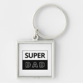 Super Vater | Schwarzer und weißer Vater Schlüsselanhänger (Vorne)