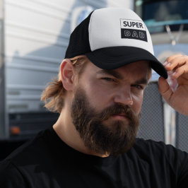 Super Vater | Schwarzer und weißer Vater Truckerkappe