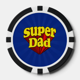 Super Vater, Superheld Rot/Gelb/Blau Vatertag Pokerchips