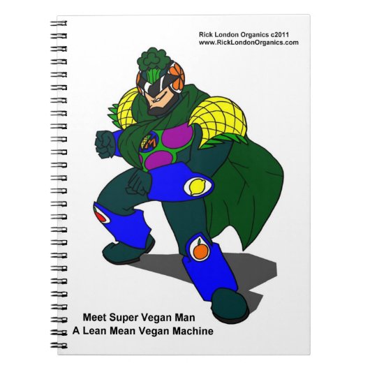 Super Vegan Man (Our Mascot) Spiral Notebook Notizblock (Vorderseite)