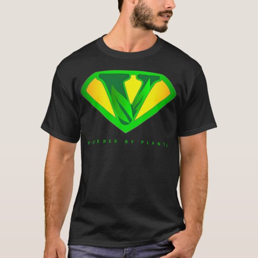 Super Vegan - Powered by Pflanze Retro T-Shirt (Vorderseite)