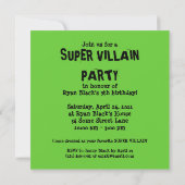 Super Villain Birthday Party Einladung Green (Rückseite)