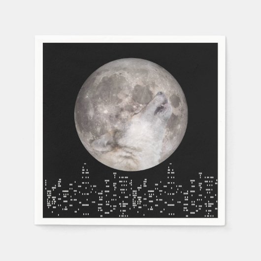 Super Wolf Mond Serviette (Vorderseite)