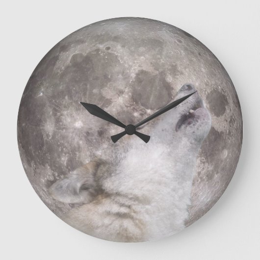 Super Wolf Moon Große Wanduhr (Vorderseite)