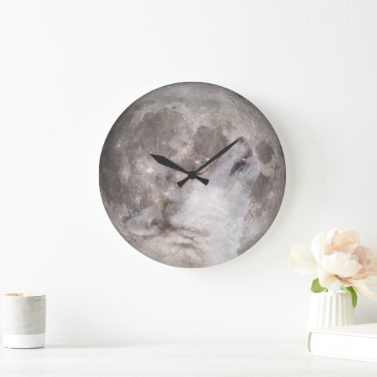 Super Wolf Moon Große Wanduhr (Zuhause)