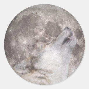 Super Wolf Moon Runder Aufkleber
