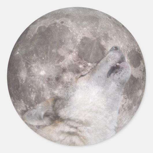 Super Wolf Moon Runder Aufkleber (Vorderseite)