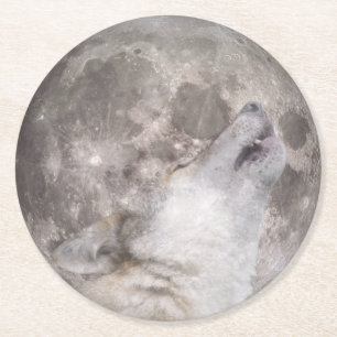 Super Wolf Moon Runder Pappuntersetzer