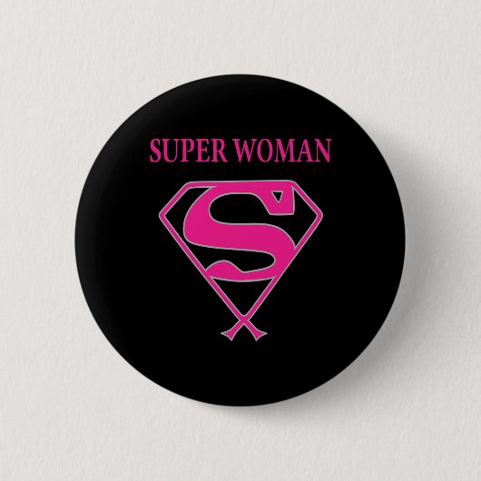 Super Woman (Brustkrebs-Bewusstsein) Button (Vorderseite)