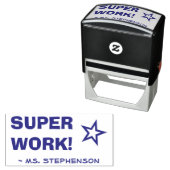 "SUPER WORK!" + Teacher Name Kautschuk Briefmarke Permastempel (Beispiel)