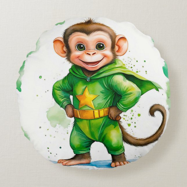 Superaffe, Rundes Kissen (Vorderseite)