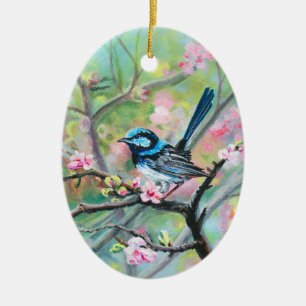 Superb Fairy Wren - Keramik Ornament