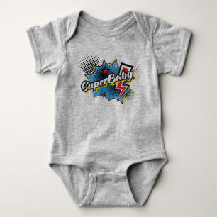 SuperBABY Superheld-Comic-Karosseriegeschenk GRAY Baby Strampler