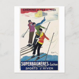 Superbagnères-Luchon France Vintage Poster 1929 Postkarte