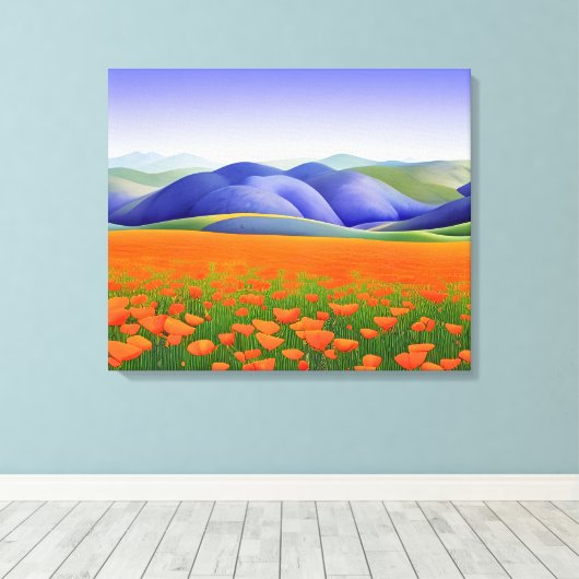 Superblumen | Surreal Poppies Landschaft Leinwanddruck (Insitu (Holzboden))