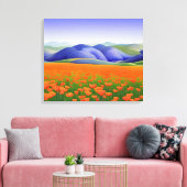 Superblumen | Surreal Poppies Landschaft Leinwanddruck (Insitu (Wohnzimmer))
