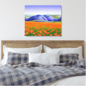 Superblumen | Surreal Poppies Landschaft Leinwanddruck (Insitu (Schlafzimmer))