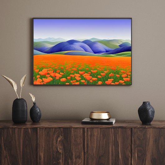 Superblumen | Surreal Poppies Landschaft Poster