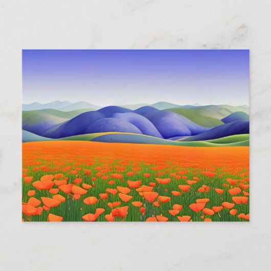 Superblumen | Surreal Poppies Landschaft Postkarte (Vorderseite)