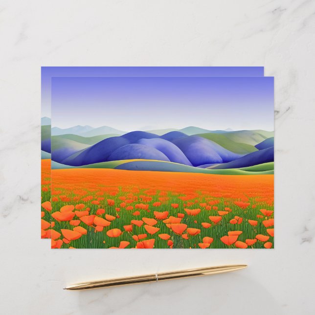 Superblumen | Surreal Poppies Scrapbook Paper (Vorderseite/Rückseite Beispiel)