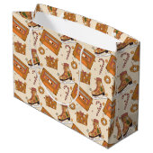 Superblumiges Retro-Weihnachtsglück Große Geschenktüte (Rückseite Schrägansicht)