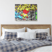 Superbunny Graffiti Leinwanddruck (Insitu (Schlafzimmer))