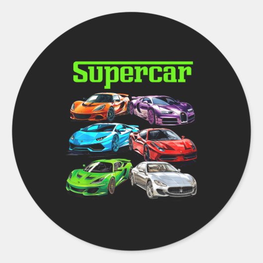 Supercar Cool Car Guy Srts Racing Fan Graphic Men  Runder Aufkleber (Vorderseite)