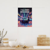 Supercar Motivation - Cyberpunk, Hustle, Erfolg Poster (Küche)