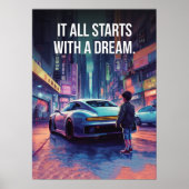 Supercar Motivation - Cyberpunk, Hustle, Erfolg Poster (Vorne)