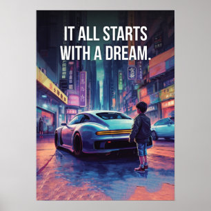 Supercar Motivation - Cyberpunk, Hustle, Erfolg Poster