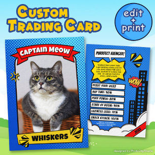 Supercat Comic Trading Card Lustiges individuelles Telefonnummerkarte