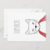 SUPERCAT Postcard Illustrationskatzen Postkarte (Vorne/Hinten)
