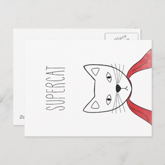 SUPERCAT Postcard Illustrationskatzen Postkarte (Vorne/Hinten)