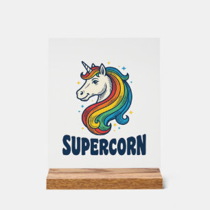 Supercorn Einhorn Vintage Gravur T-Shirt Design Acrylschild