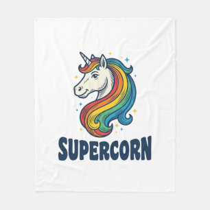 Supercorn Einhorn Vintage Gravur T-Shirt Design Fleecedecke