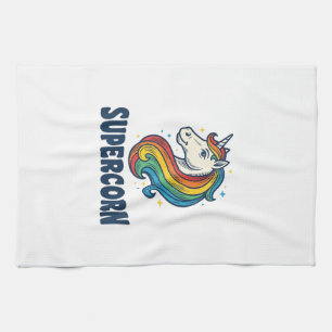 Supercorn Einhorn Vintage Gravur T-Shirt Design Geschirrtuch