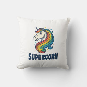 Supercorn Einhorn Vintage Gravur T-Shirt Design Kissen