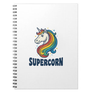 Supercorn Einhorn Vintage Gravur T-Shirt Design Notizblock